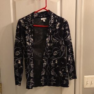 Charter Club Black and White Patterned Cardigan